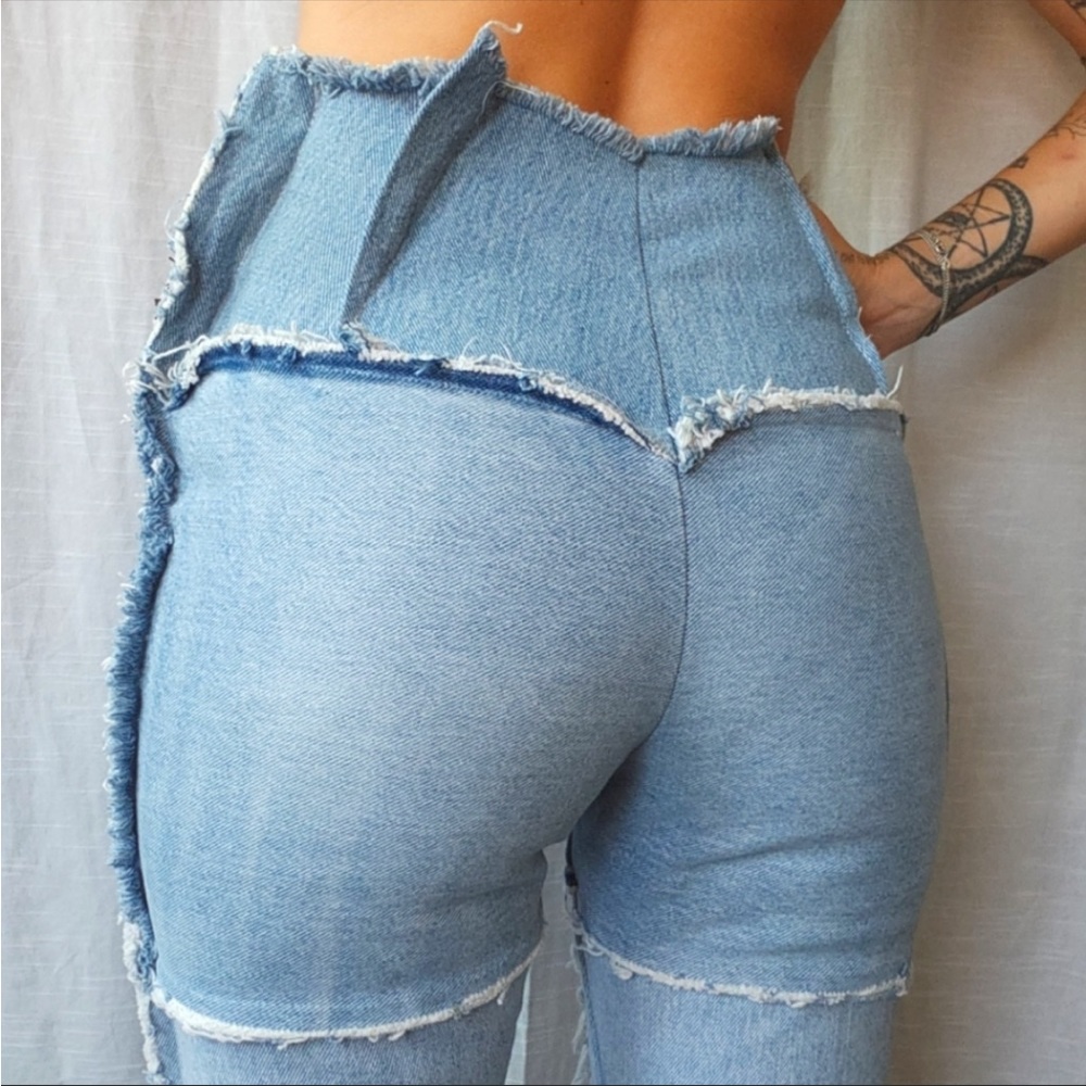 Patchwork High low Waisted Jeans - Picture 6 of 6